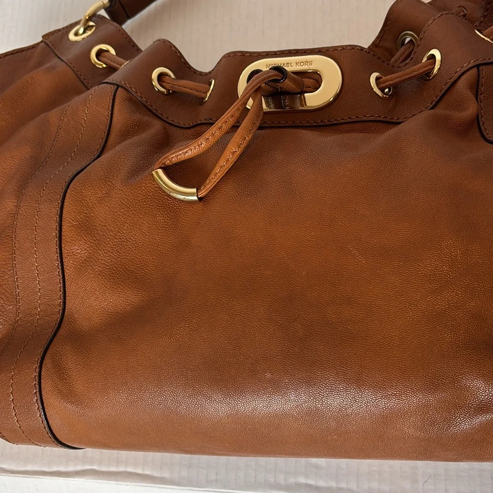 Michael Kors Large Brown Leather Shoulder Bag Gold Hardware